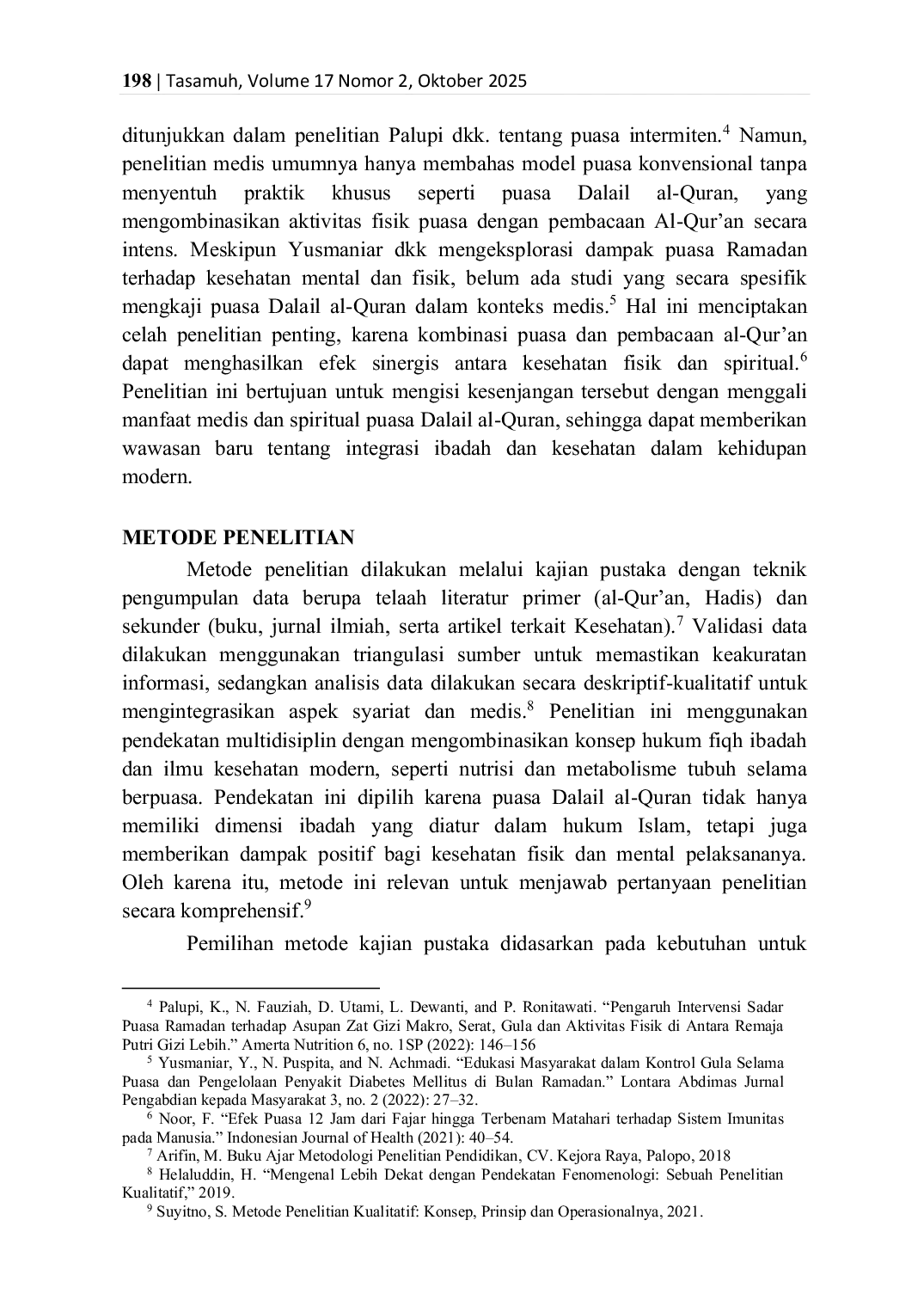 JURIS Puasa Dalail Al Quran Dalam Keseimbangan Teologis dan Kesehatan
