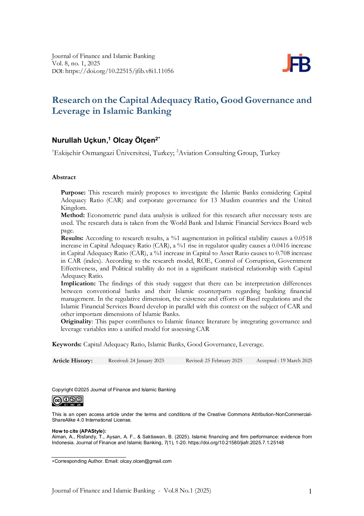 JURIS Research on the Capital Adequacy Ratio Good Governance and Leverage in Islamic Banking