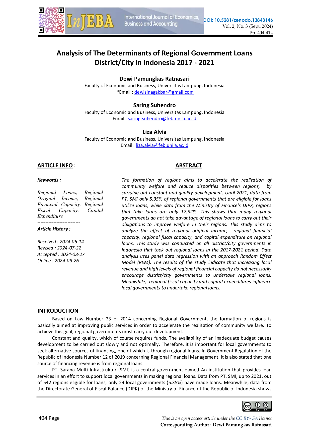 JURIS Analysis of The Determinants of Regional Government Loans District City In Indonesia 2017 2021