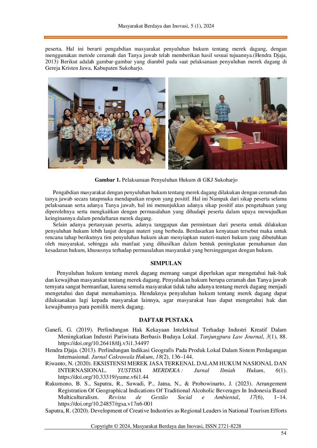 JURIS Penyuluhan Hukum Tentang Merek Dagang Di Gereja Kristen Jawa Kabupaten Sukoharjo