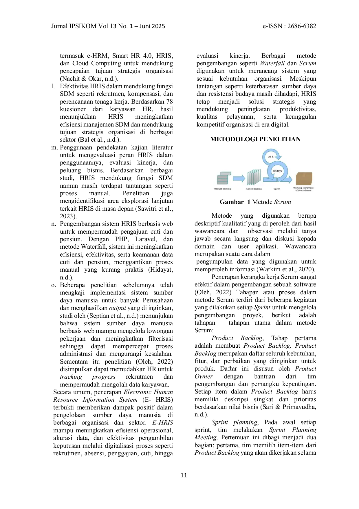 JURIS Optimalisasi Proses Bisnis Human Resources Melalui Implementasi E Hris Dengan Pendekatan Agile Scrum
