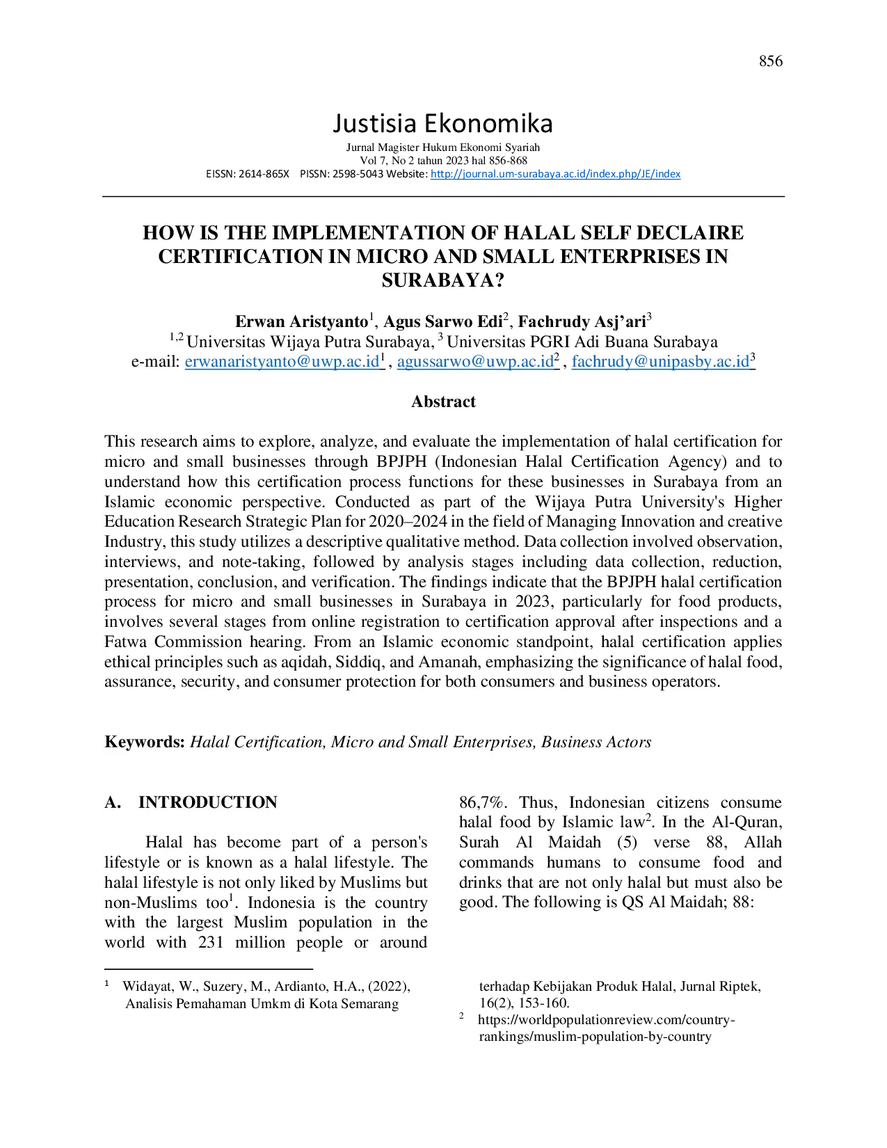 JURIS How Is The Implementation Of Halal Self Declare Certification In Micro And Small Enterprises In Surabaya