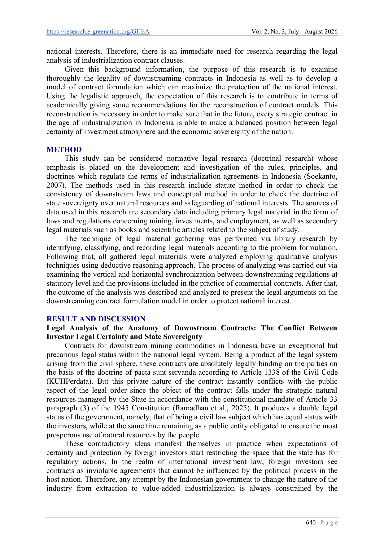 JURIS Downstream Contracts and the Protection of National Interests A Legal Analysis in Indonesia s Industrialization Era