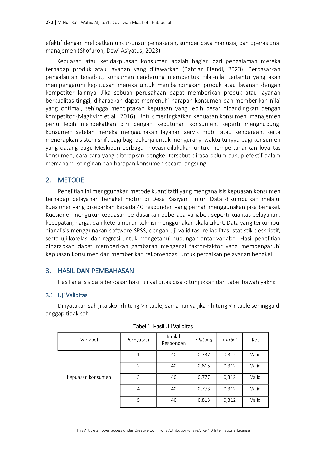 JURIS Hubungan Kepuasan Konsumen Terhadap Pelayanan Bengkel Motor di Desa Kasiyan