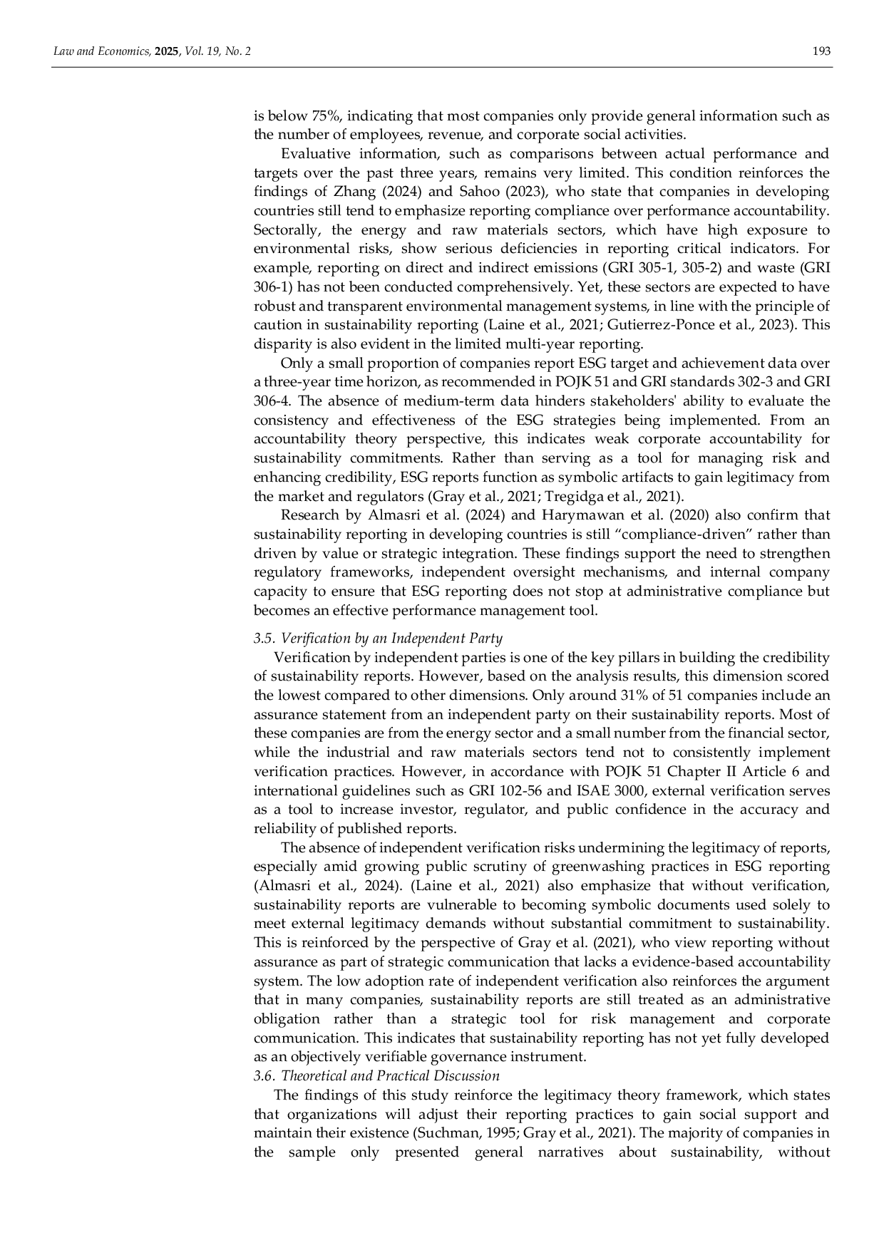 JURIS Analysis Of The Quality Of Sustainability And Governance Disclosure In Sr Reports A Study Of 51 Indonesian Public Companies Based On Pojk 51