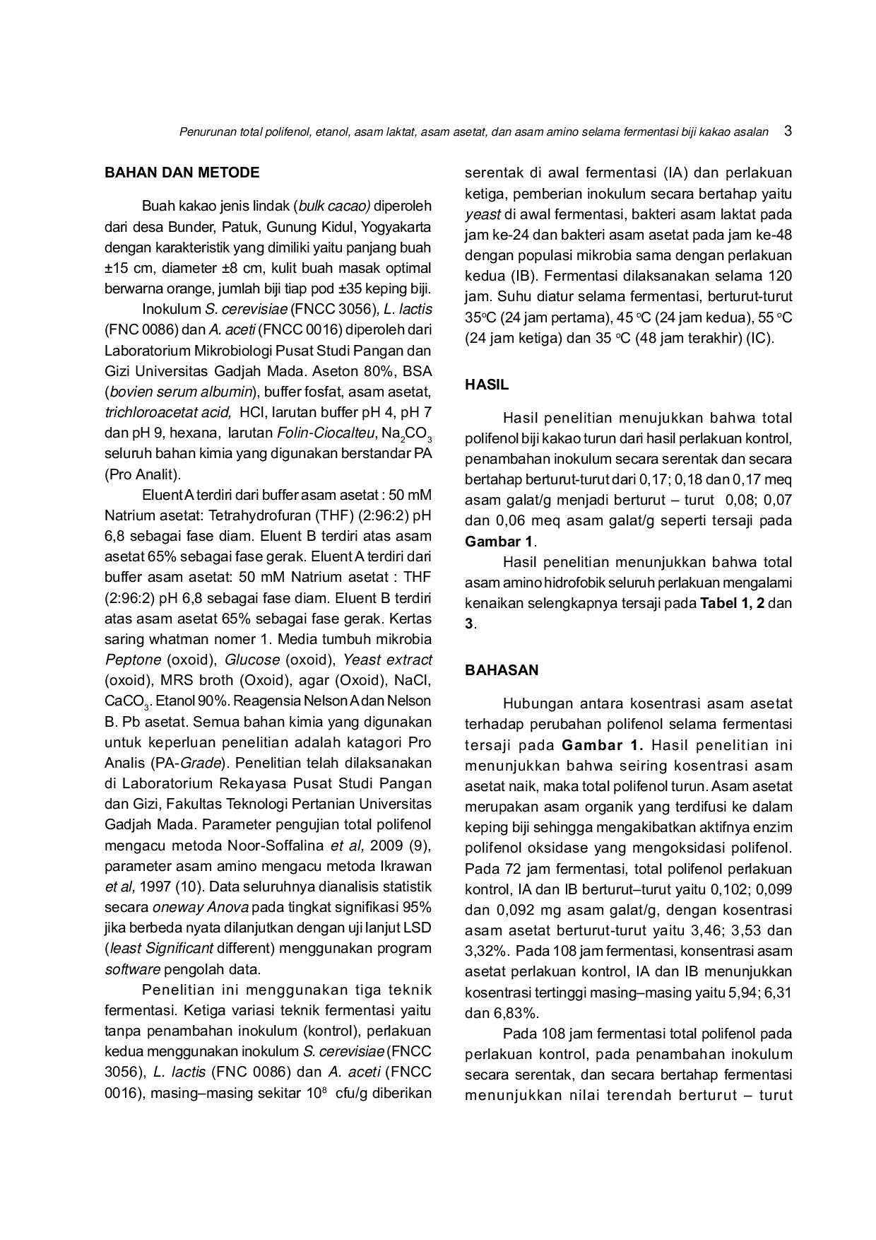JURIS Penurunan Total Polifenol Etanol Asam Laktat Asam Asetat Dan Asam Amino Selama Fermentasi Biji Kakao Asalan