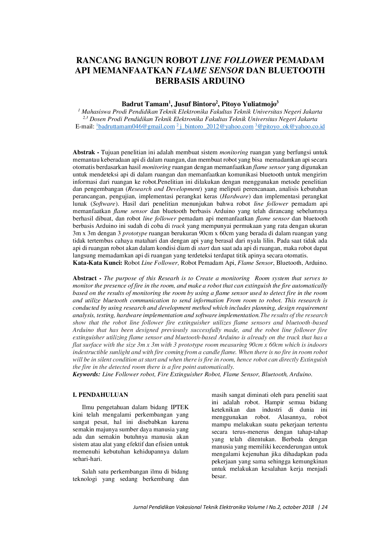 JURIS Rancang Bangun Robot Line Follower Pemadam Api Memanfaatkan Flame Sensor dan Bluetooth Berbasis Arduino