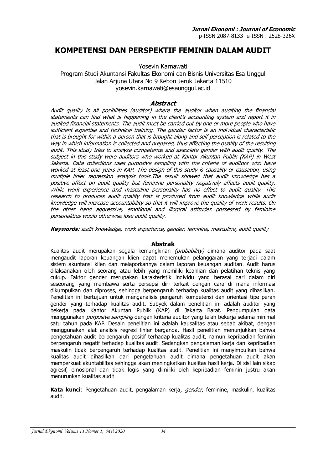 JURIS Kompetensi Dan Perspektif Feminin Dalam Audit