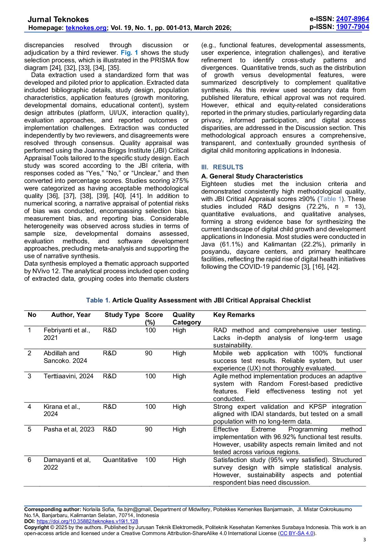 JURIS Child Growth and Development Monitoring in the Digital Era A Systematic Review of Mobile and Digital Health Applications in Indonesia