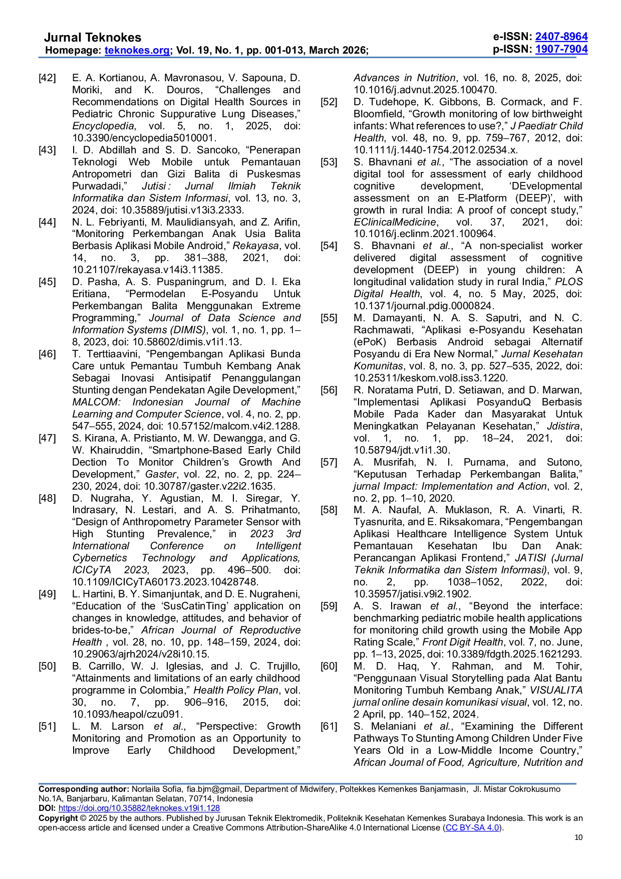 JURIS Child Growth and Development Monitoring in the Digital Era A Systematic Review of Mobile and Digital Health Applications in Indonesia
