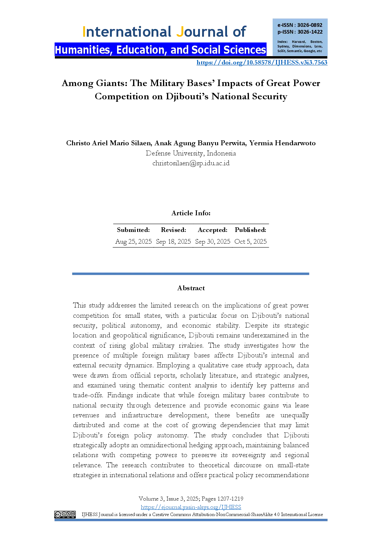 juris Among Giants The Military Bases Impacts of Great Power Competition on Djibouti s National Security