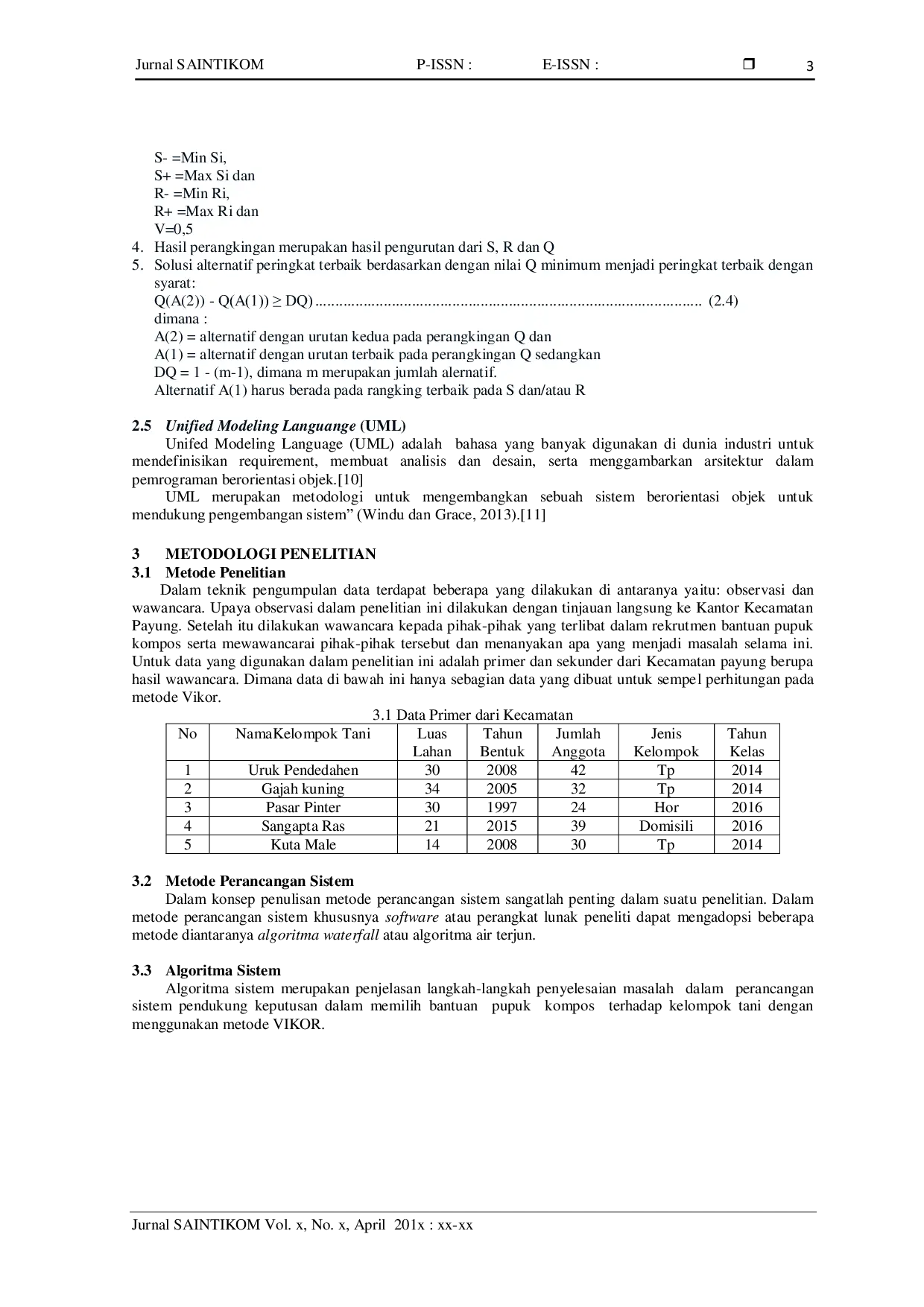 JURIS Sistem Pendukung Keputusan Penerimaan Bantuan Pupuk Kompos Terhadap Kelompok Tani Di Kecamatan Payung Menggunakan Metode Visekriterijumska Kompromisno Rangijanje VIKOR