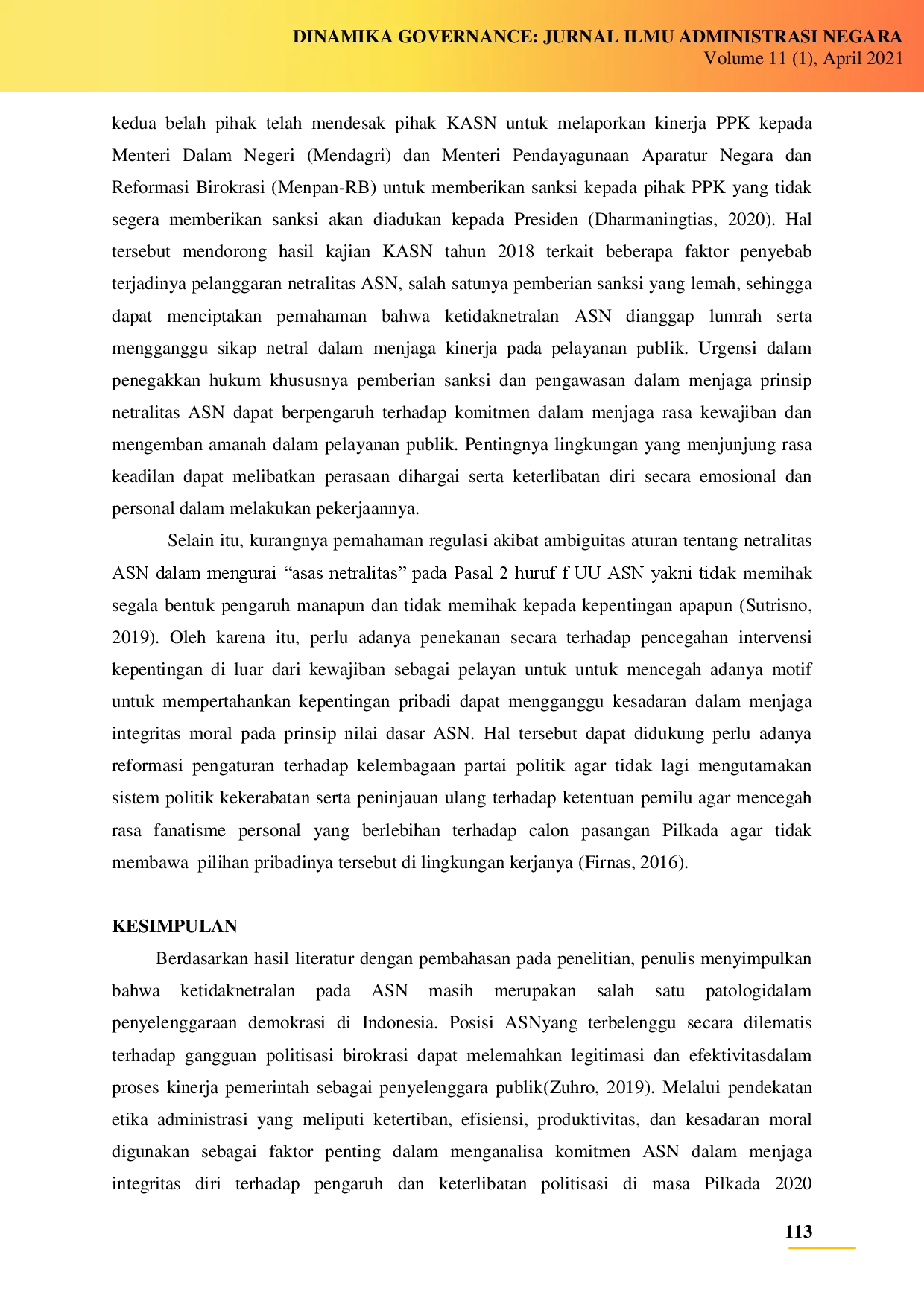juris Analisis Penyelenggaraan Etika Administrasi dalam Netralitas ASN Pada Pilkada 2020