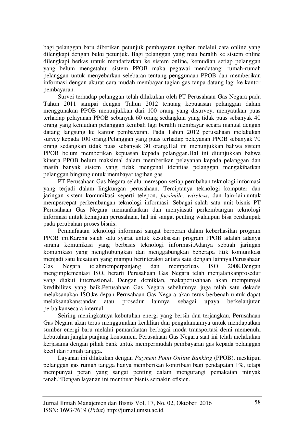 JURIS Analisis Strategi Kemudahan Pelayanan Dan Akurasi Ppob Terhadap Kinerja Payment Point Online Banking PPOB Pada Pelanggan Pt Perusahaan Gas Negara