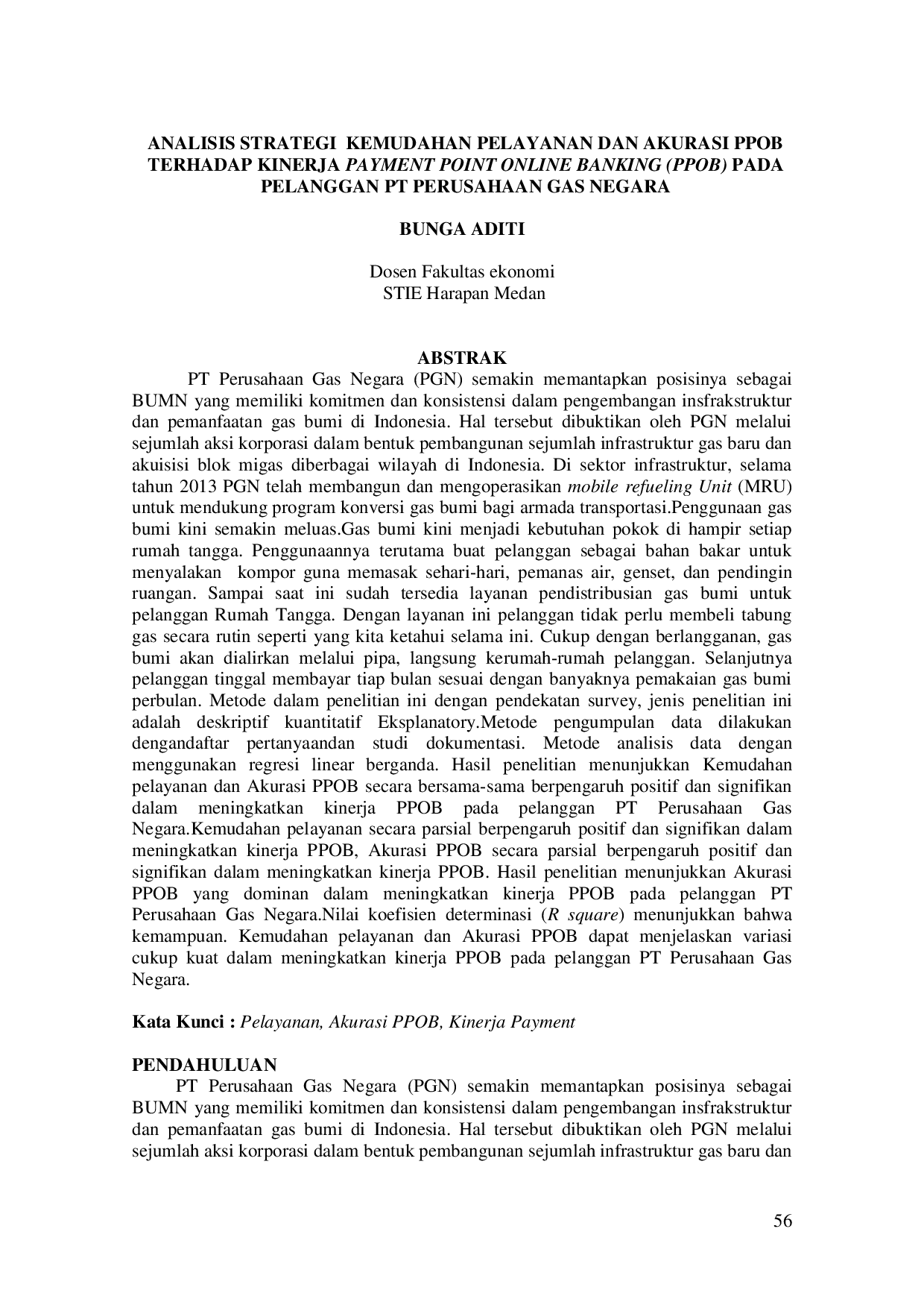 JURIS Analisis Strategi Kemudahan Pelayanan Dan Akurasi Ppob Terhadap Kinerja Payment Point Online Banking PPOB Pada Pelanggan Pt Perusahaan Gas Negara