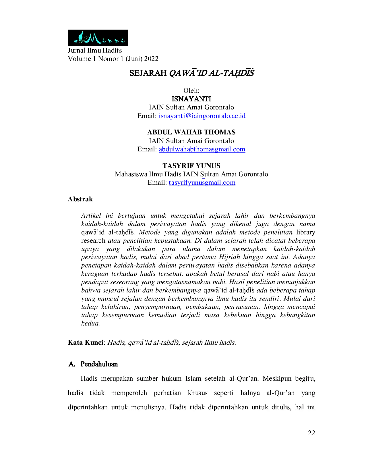 JURIS Sejarah Qawa id Al Tah dis