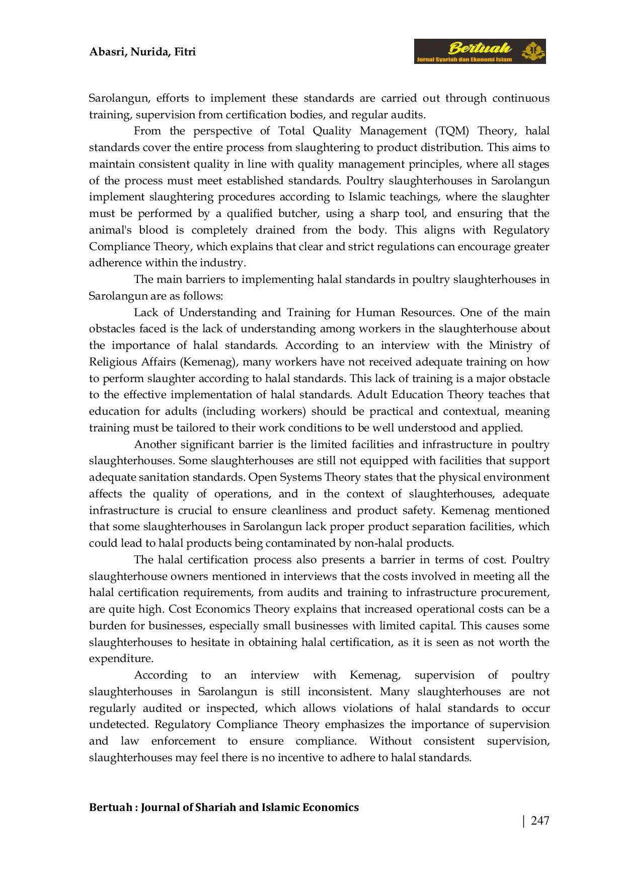 JURIS Analysis of Halal Standards and Poultry Slaughterhouse Strategies as A Guarantee of Product Protection for Consumers at Pak Kus Poultry Slaughterhouse