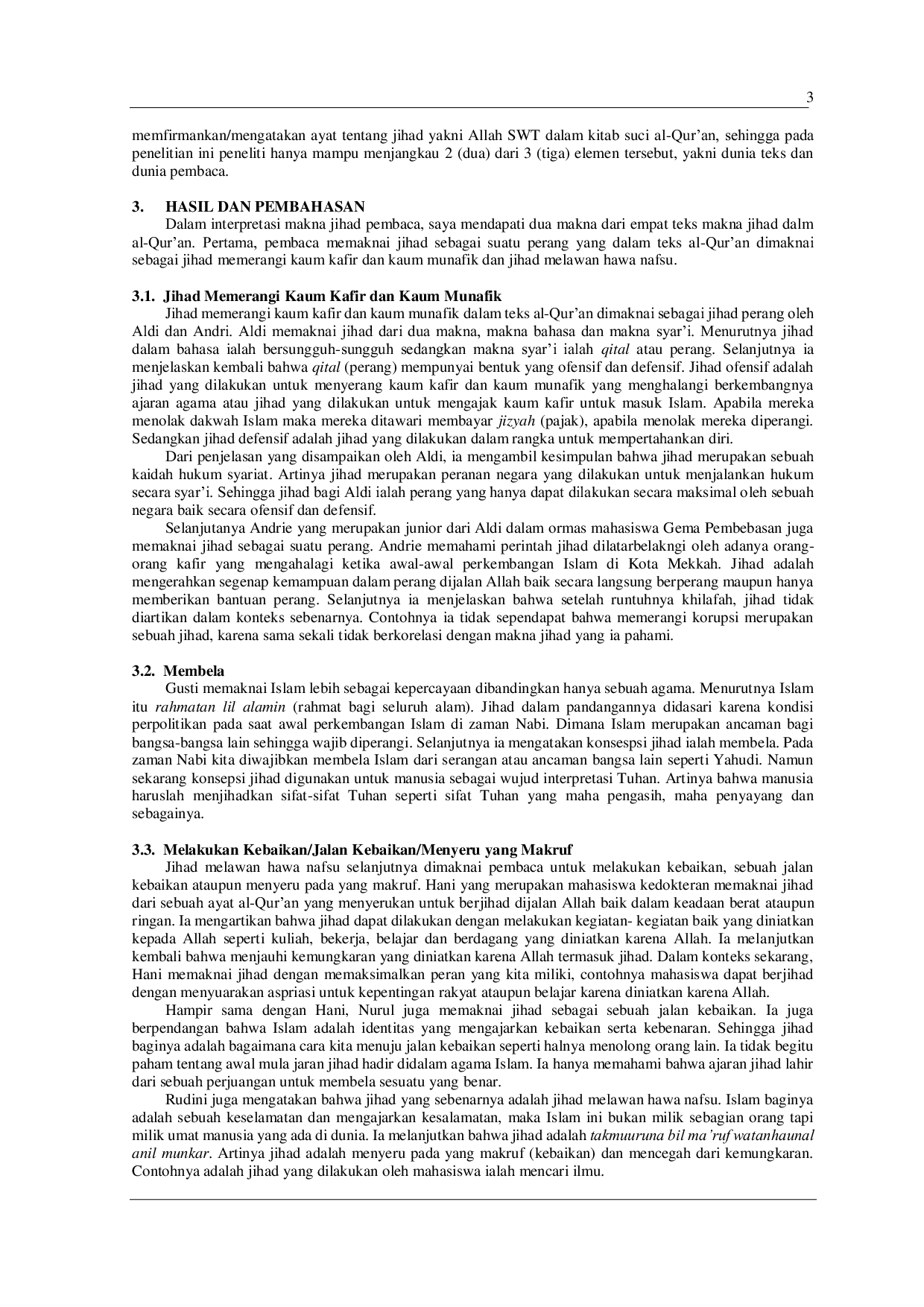 JURIS Social Hermeneutics Study On the Meaning of Jihad by Students of Mulawarman University