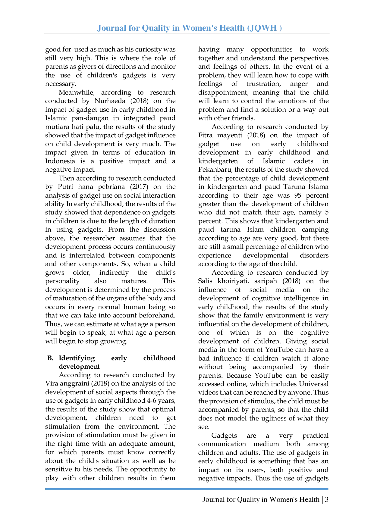 JURIS Influence Of Gadget Media On Early Childhood Development Literature Review