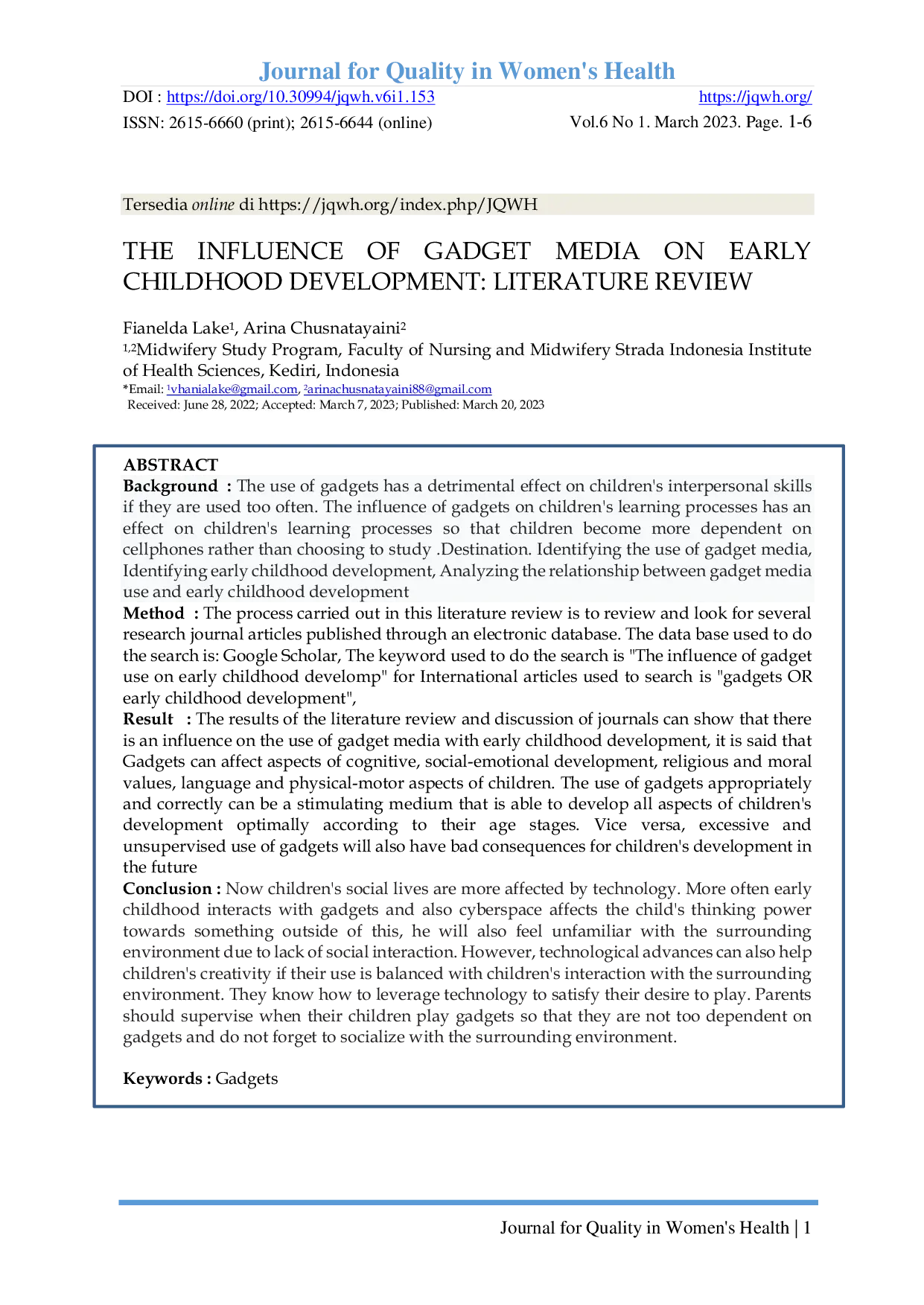 JURIS Influence Of Gadget Media On Early Childhood Development Literature Review