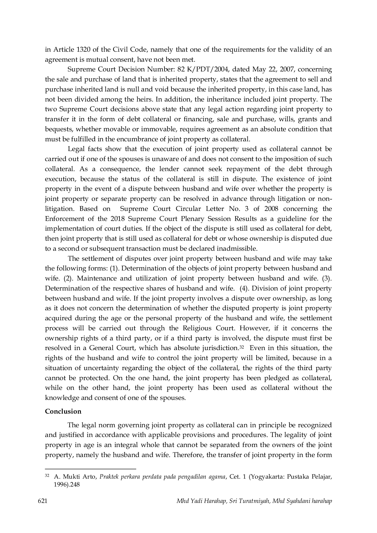 JURIS Marital Property as Debt Collateral without Spousal Consent in Indonesia Legal Validity Execution and Judicial Interpretation