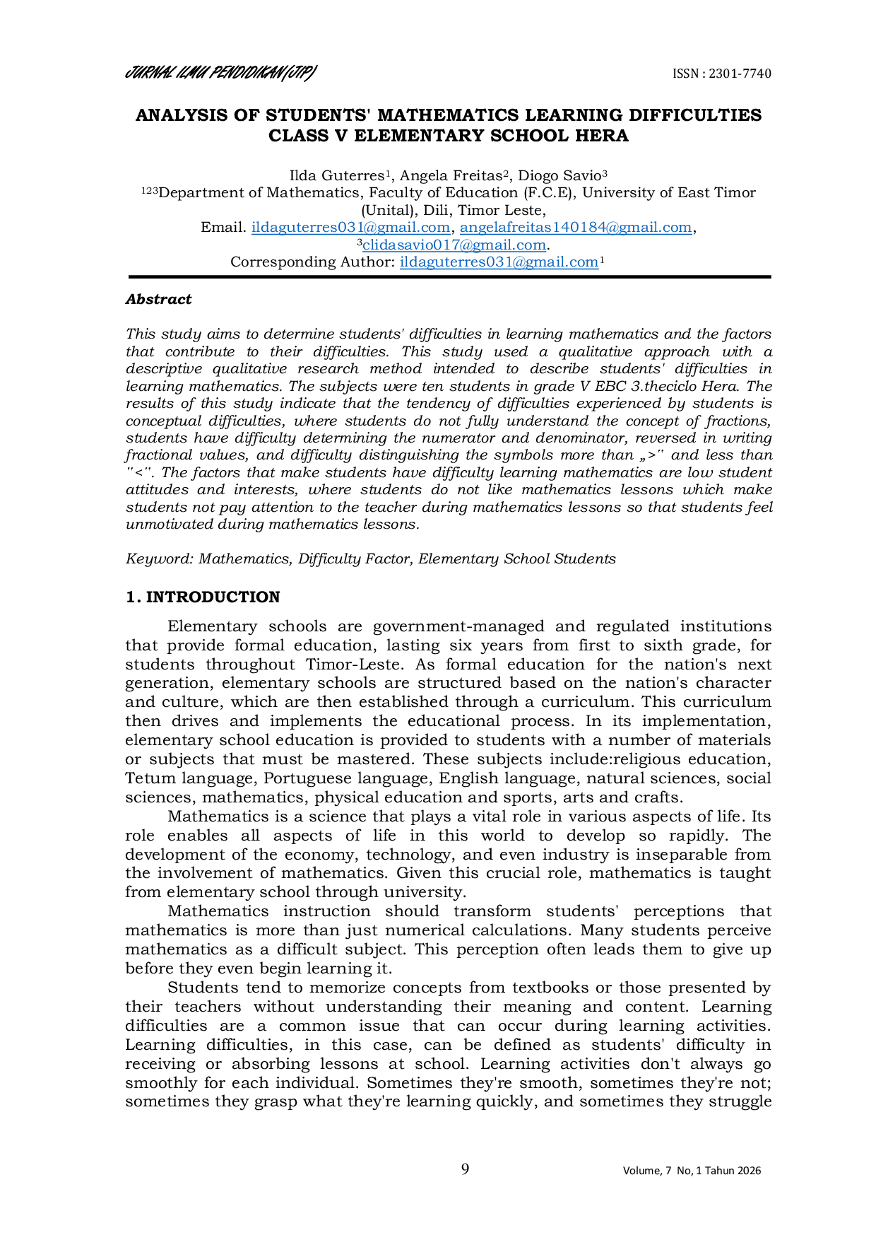 JURIS Analysis Of Students Mathematics Learning Difficulties In Class V Elementary School Hera