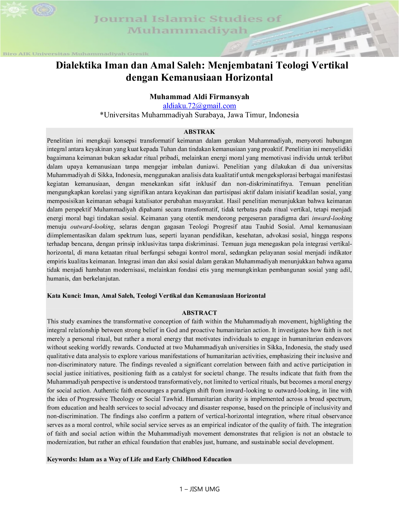 JURIS Dialektika Iman dan Amal Saleh Menjembatani Teologi Vertikal dengan Kemanusiaan Horizontal