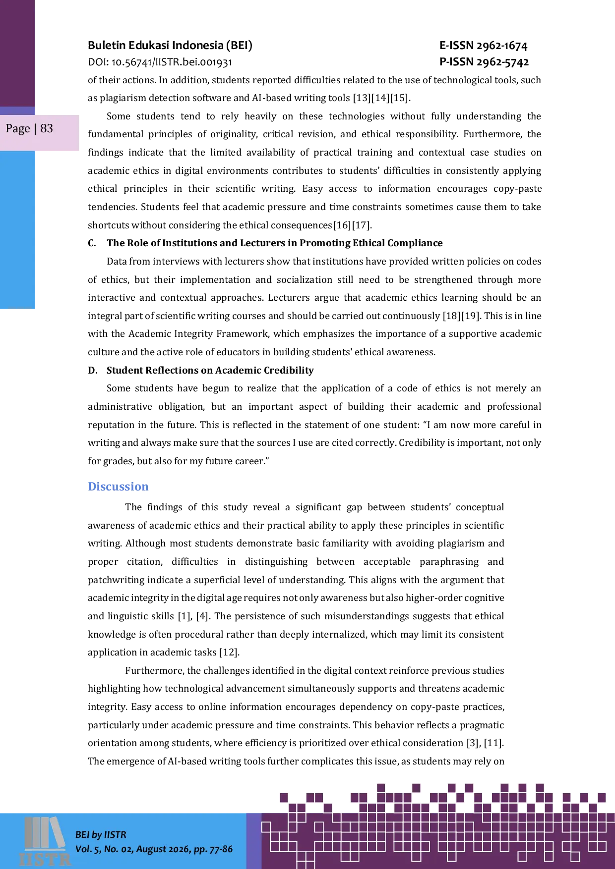 JURIS The Implementation Of Ethical Code In Scientific Writing Maintaining Students Academic Credibility In The Digital Era