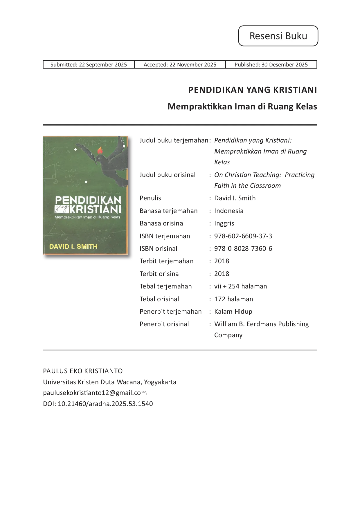 JURIS Resensi Buku Pendidikan yang Kristiani Mempraktikkan Iman di Ruang Kelas