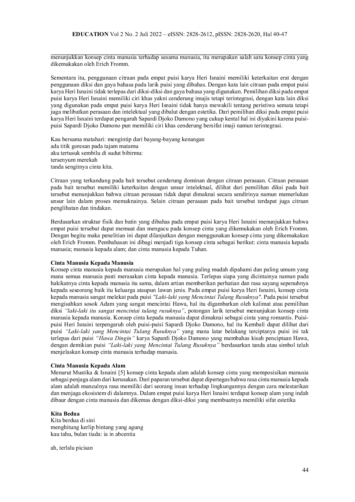 JURIS Konsep Cinta Pada Empat Puisi Karya Heri Isnaini Analisis Semiotika Ferdinand De Saussure