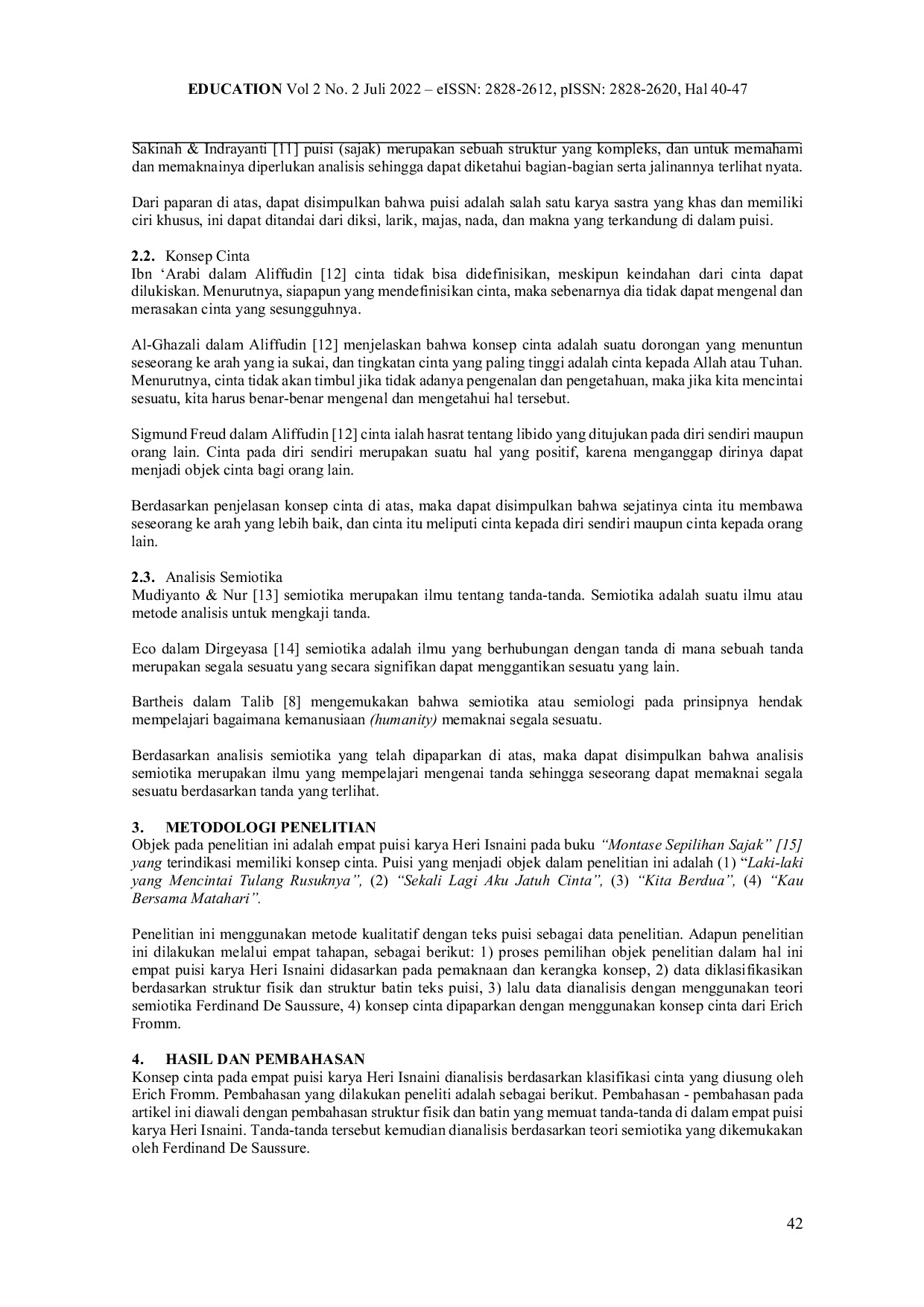 JURIS Konsep Cinta Pada Empat Puisi Karya Heri Isnaini Analisis Semiotika Ferdinand De Saussure