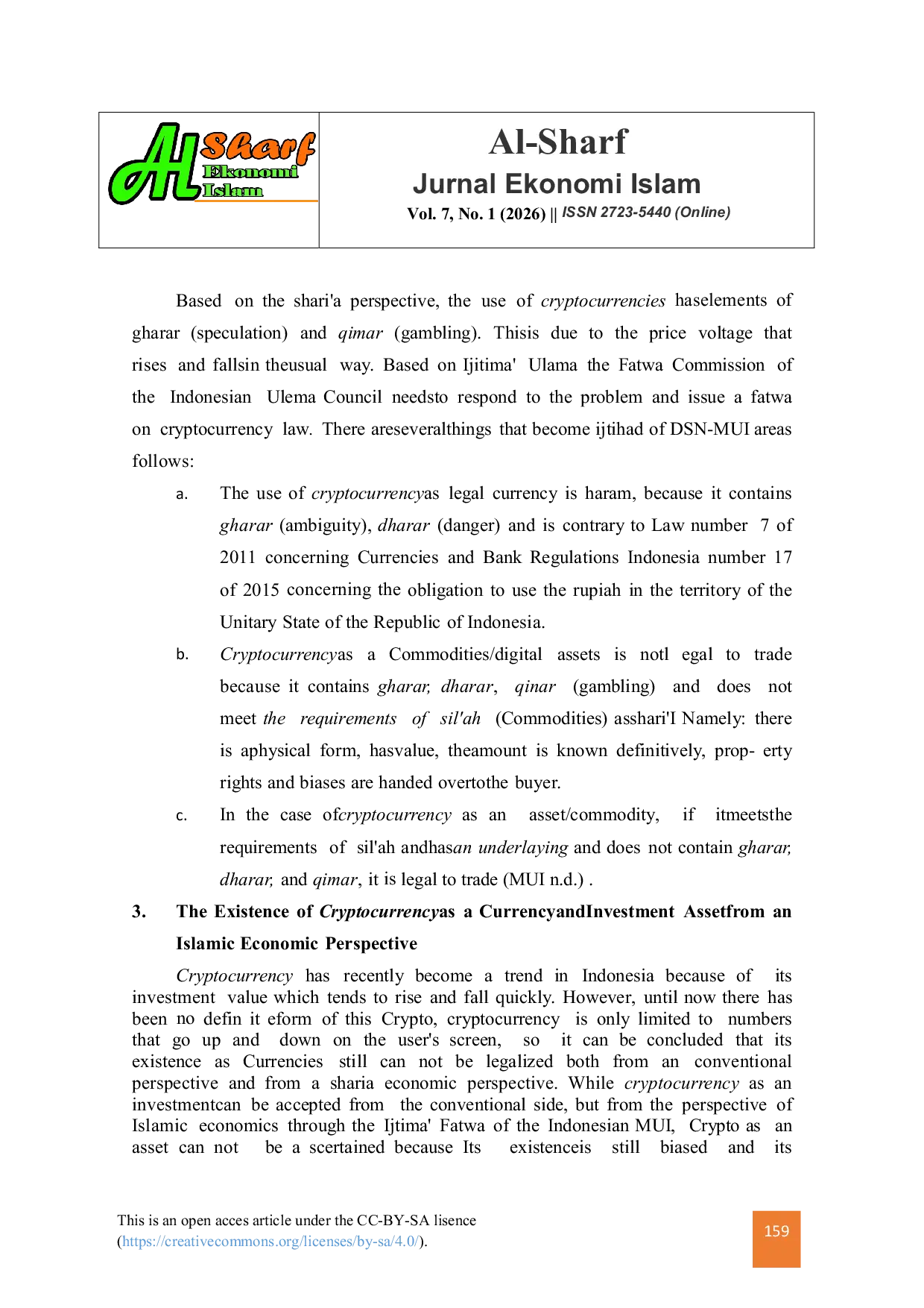 JURIS The Existence of Crypto Currency as a Currency and Investment Asset inthe Perspective of Islamic Economic
