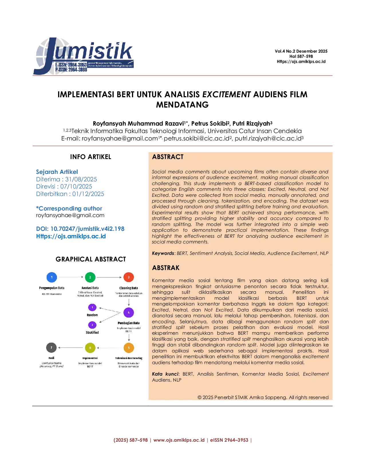 JURIS Implementasi BERT untuk Analisis Excitement Audiens Film Mendatang