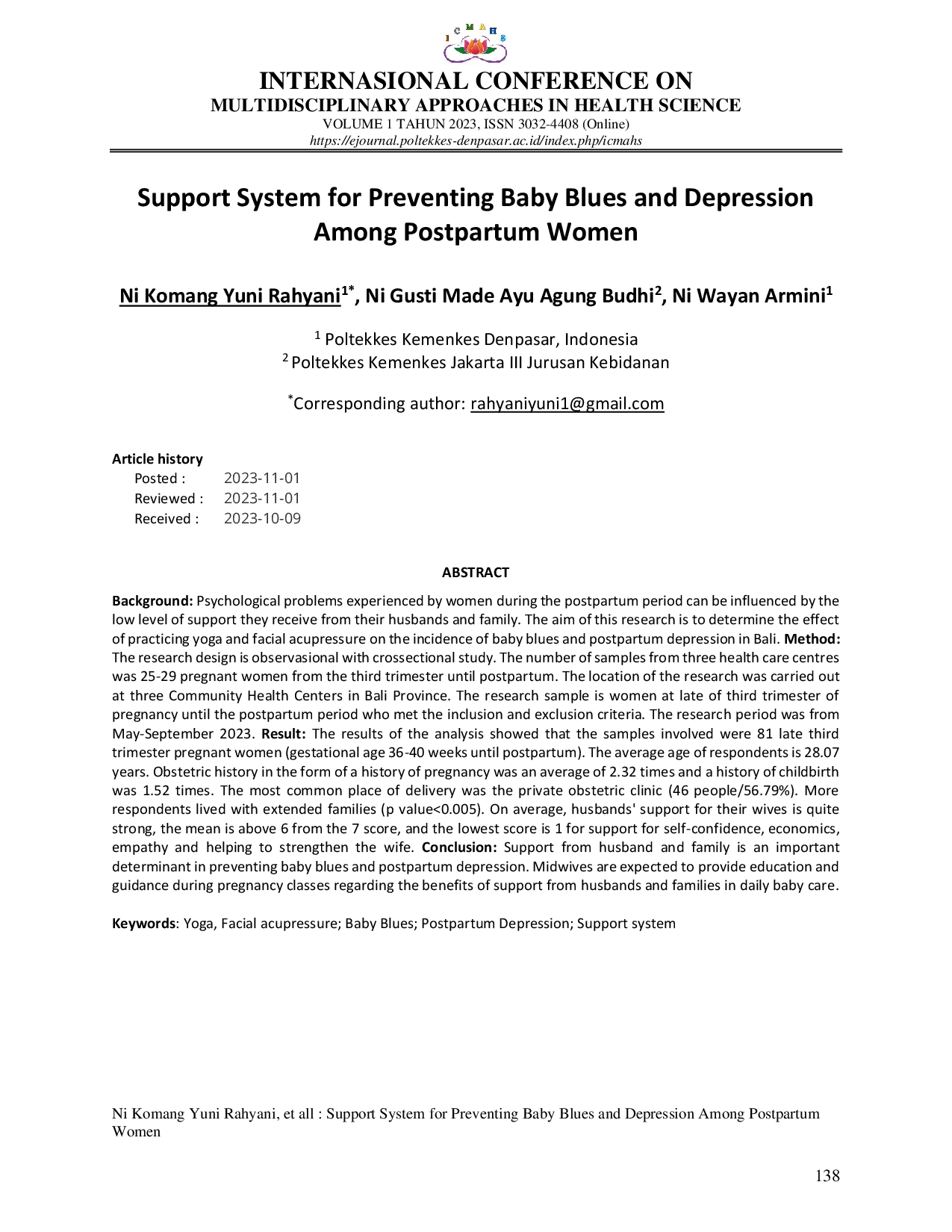 JURIS Support System for Preventing Baby Blues and Depression Among Postpartum Women