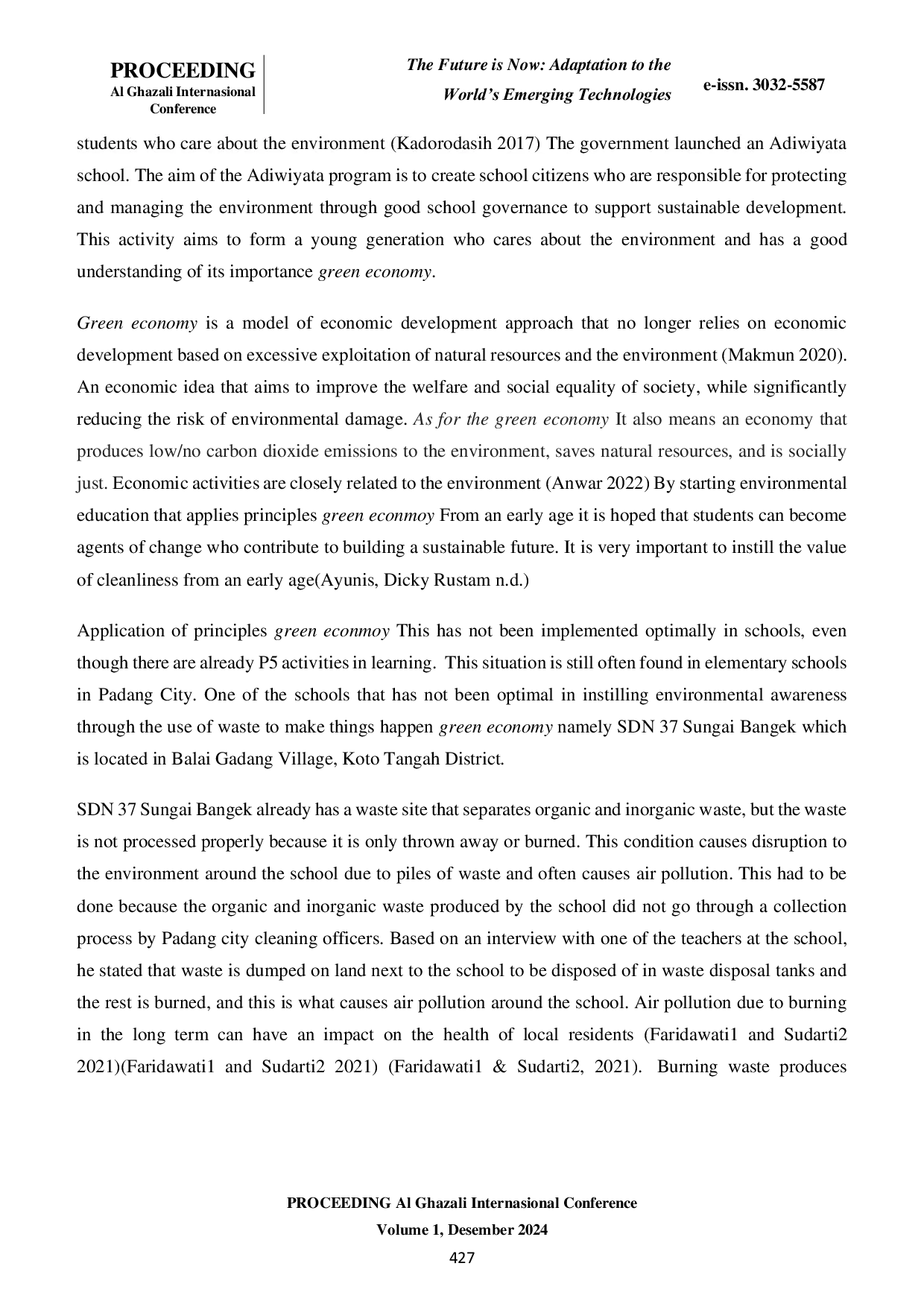JURIS Analysis of Primary School Students Knowledge in the Use of Waste to Realize a Green Economy