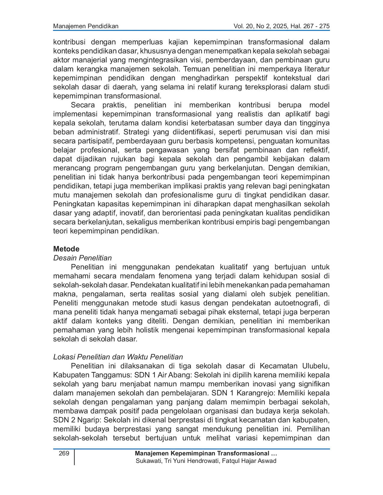 JURIS Manajemen Kepemimpinan Transformasional Dalam Membangun Sumber Daya Guru Di Lingkungan Sekolah Kecamatan Ulubelu