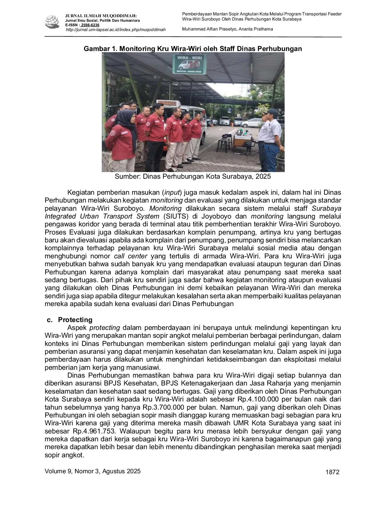 JURIS Pemberdayaan Mantan Sopir Angkutan Kota Melalui Program Transportasi Feeder Wira Wiri Suroboyo Oleh Dinas Perhubungan Kota Surabaya