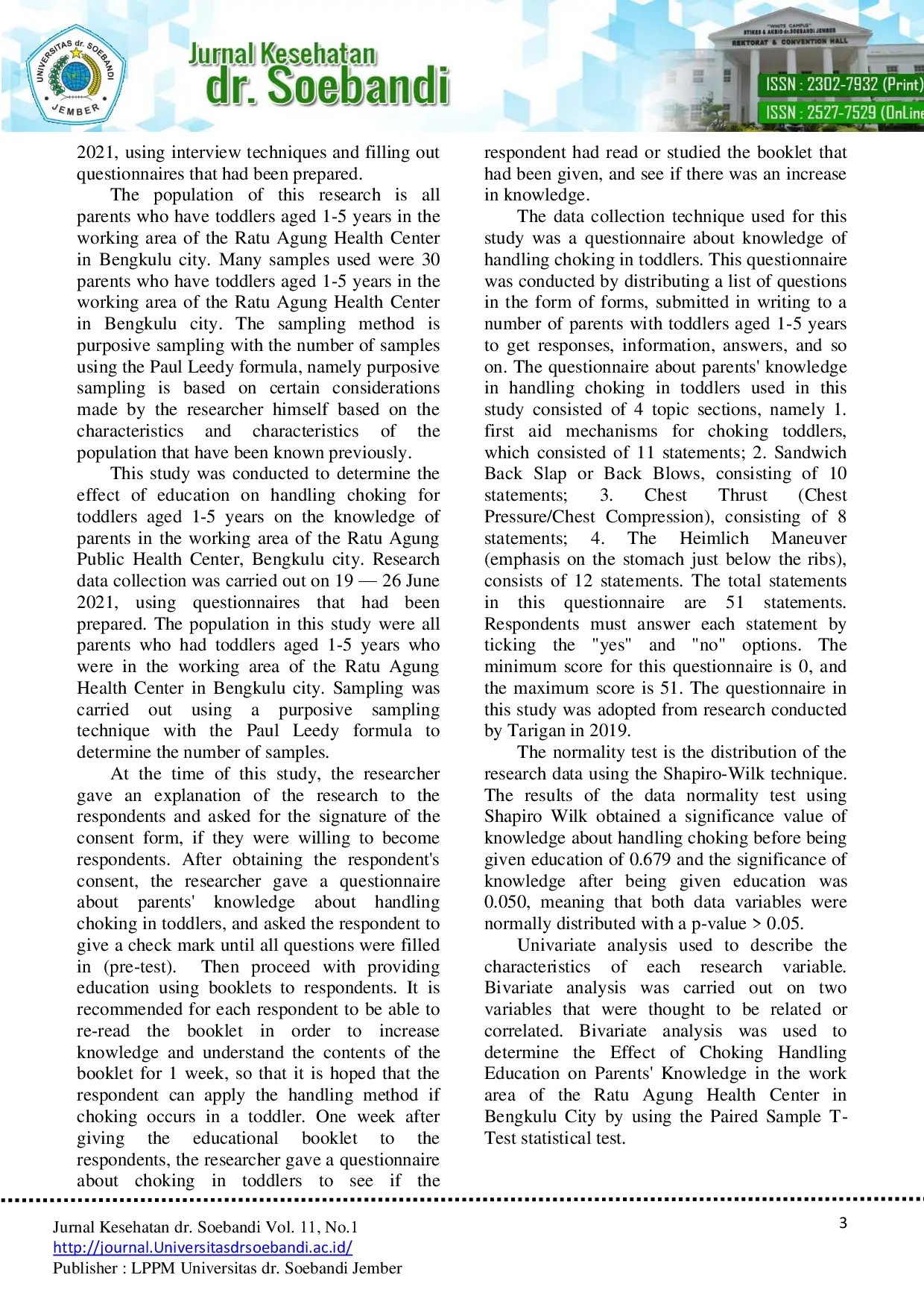 juris The Effect Of Choking Management Education For Toddlers Aged 1 5 Years On Parents Knowledge