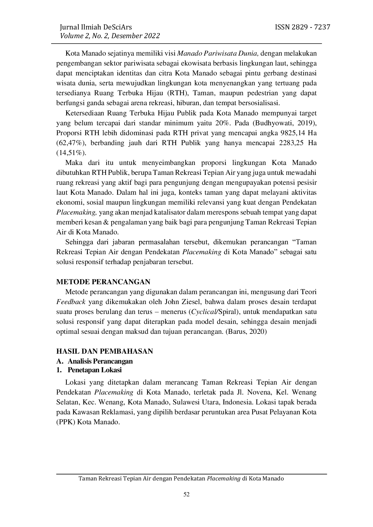 JURIS Taman Rekreasi Tepian Air dengan Pendekatan Placemaking di Kota Manado