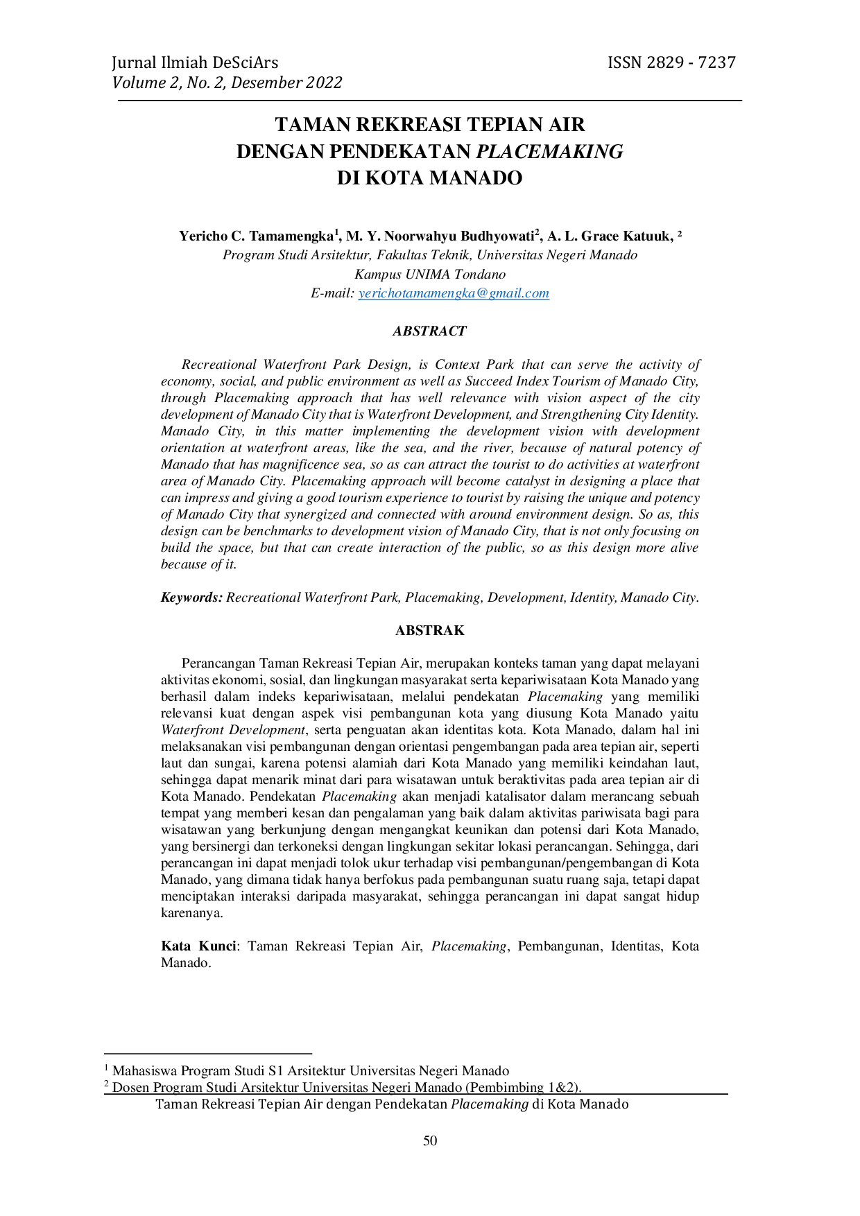 JURIS Taman Rekreasi Tepian Air dengan Pendekatan Placemaking di Kota Manado