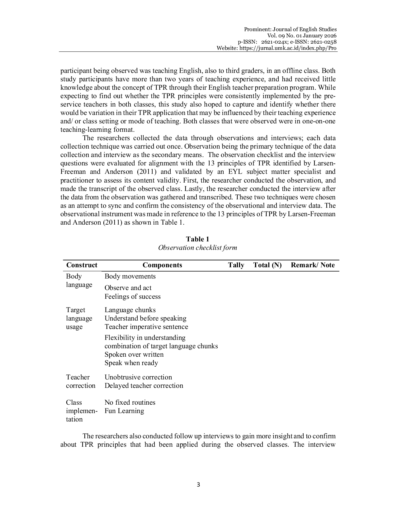 JURIS Pre Service English Teachers Use of Total Physical Response TPR in Teaching English to Young Learners in Online and Offline Mode