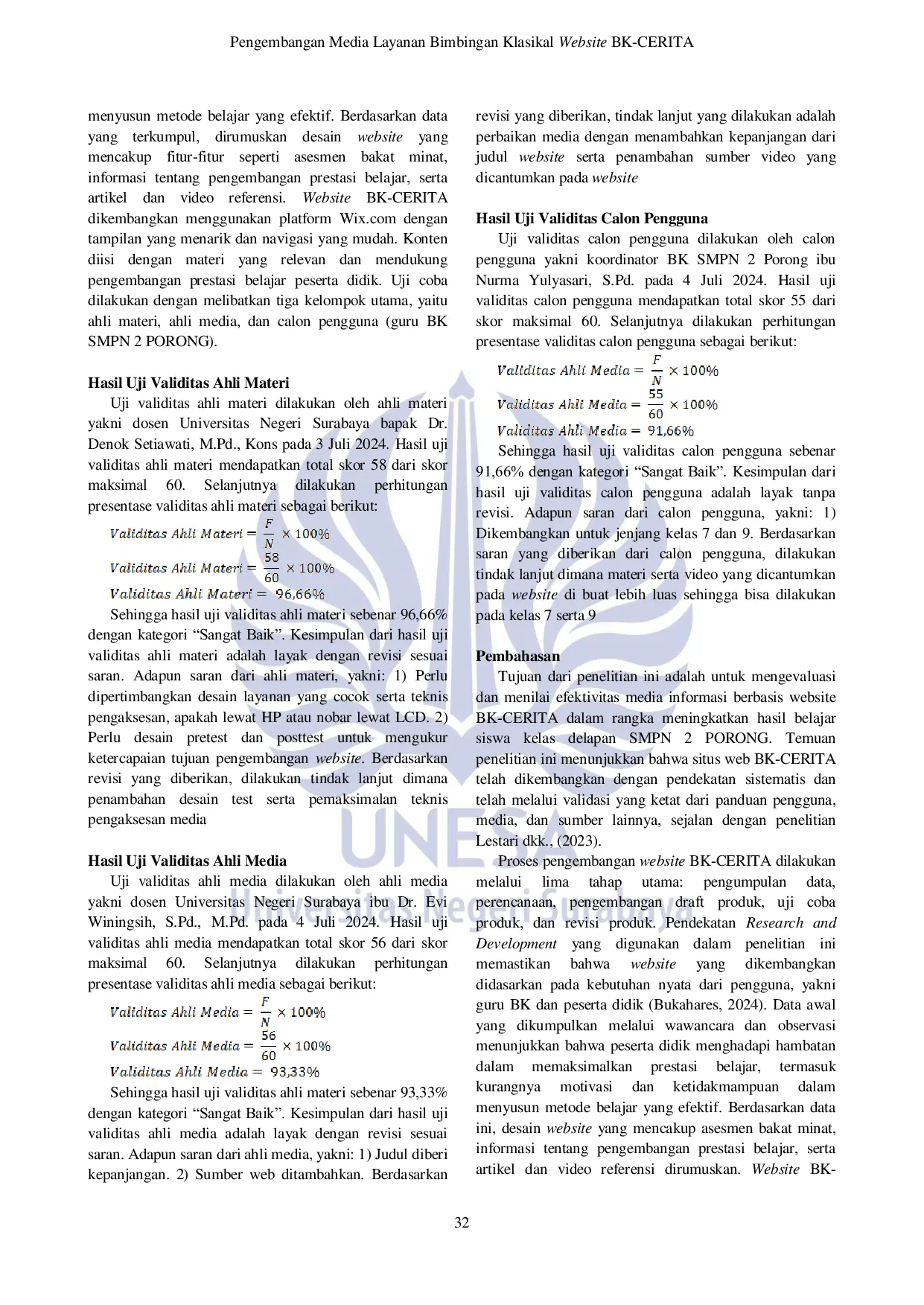 JURIS Pengembangan Media Layanan Bimbingan Klasikal Website BK Cerita Untuk Peserta Didik Kelas 8 Smpn 2 Porong