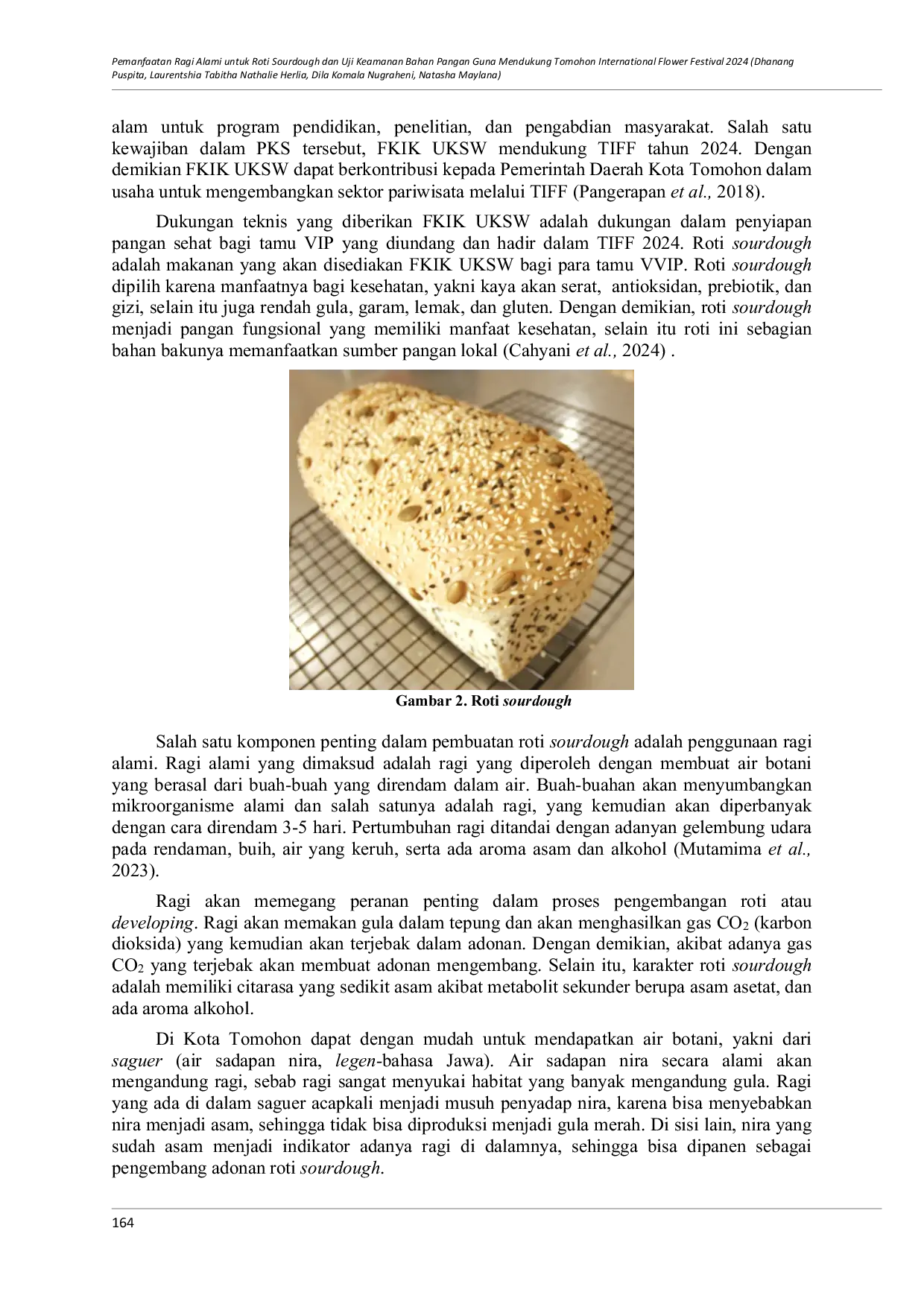 JURIS Pemanfaatan Ragi Alami untuk Roti Sourdough dan Uji Keamanan Bahan Pangan Guna Mendukung Tomohon International Flower Festival 2024