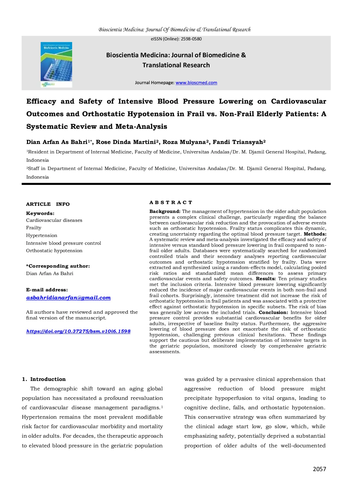 JURIS Efficacy and Safety of Intensive Blood Pressure Lowering on Cardiovascular Outcomes and Orthostatic Hypotension in Frail vs Non Frail Elderly Patients A Systematic Review and Meta Analysis