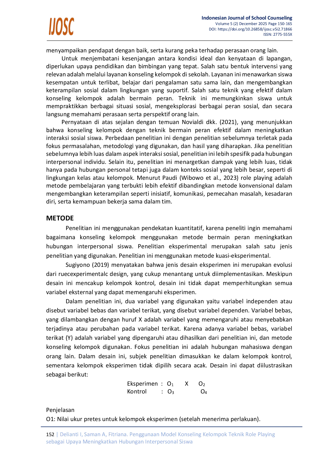 JURIS Penggunaan Model Konseling Kelompok Teknik Role Playing sebagai Upaya Meningkatkan Hubungan Interpersonal Siswa