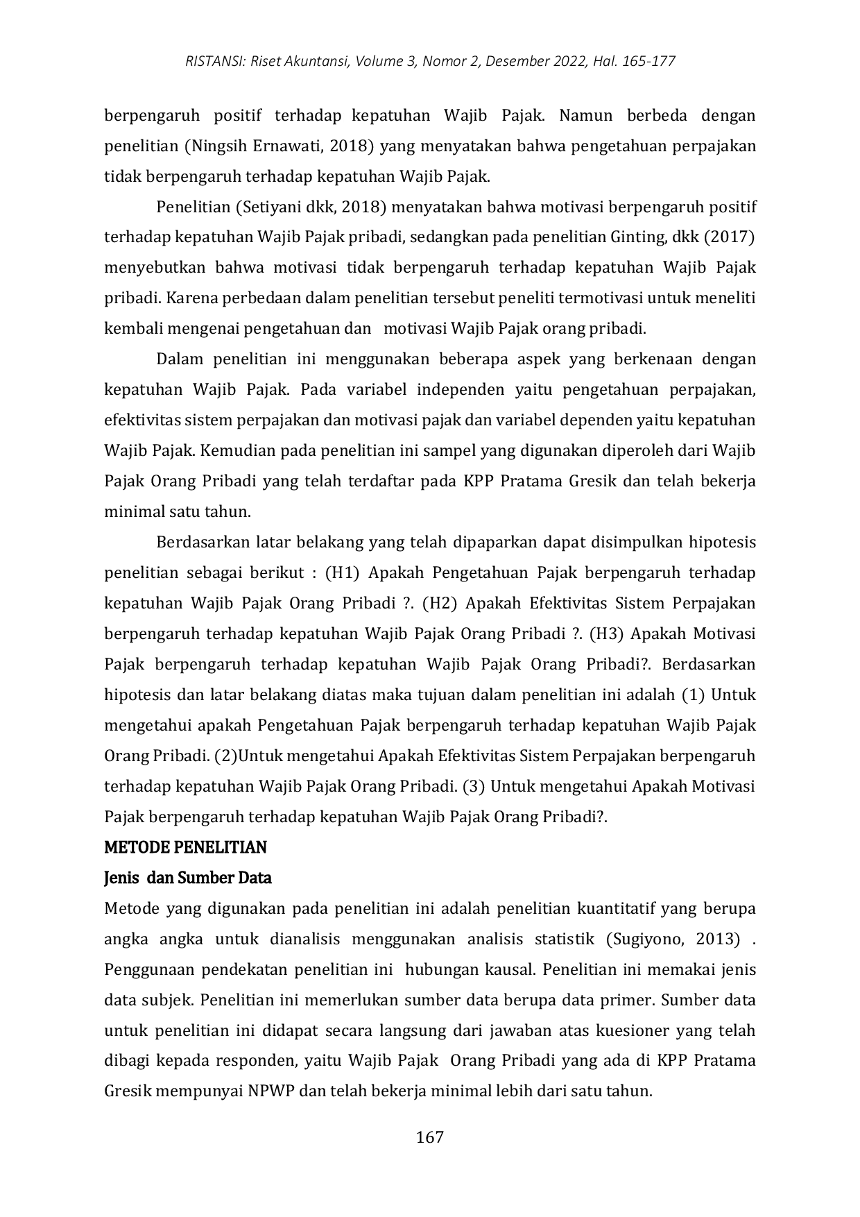 JURIS Pengaruh Pengetahuan Pajak Efektivitas Sistem Perpajakan Dan Motivasi Pajak Terhadap Kepatuhan Wajib Pajak Orang Pribadi