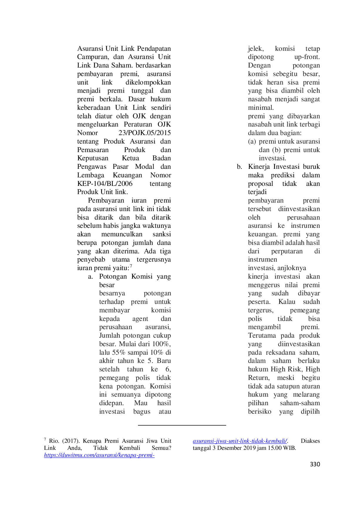juris Tanggunggugat Kerugian Nasabah Asuransi Terhadap Kasus Gagal Bayar Produk Asuransi Unit Link