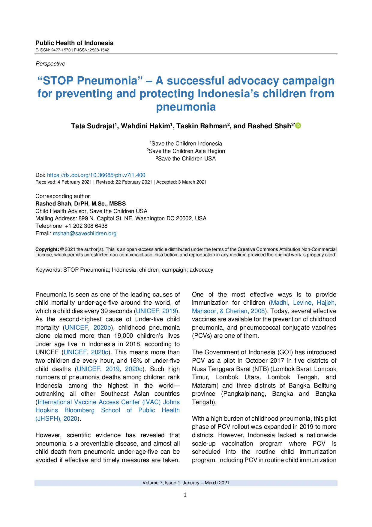 JURIS Stop Pneumonia A Successful Advocacy Campaign For Preventing And Protecting Indonesia s Children From Pneumonia