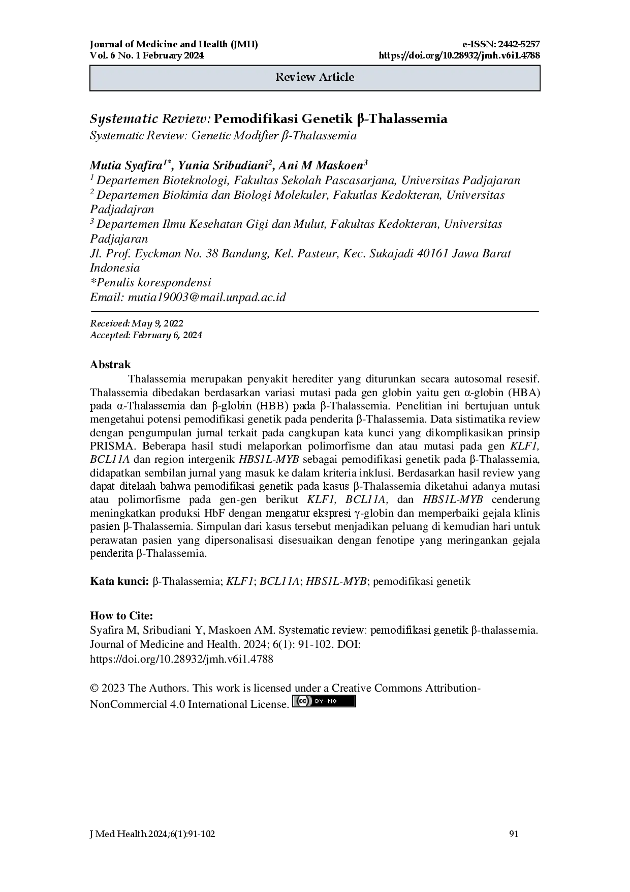 juris Systematic Review Pemodifikasi Genetik Thalassemia