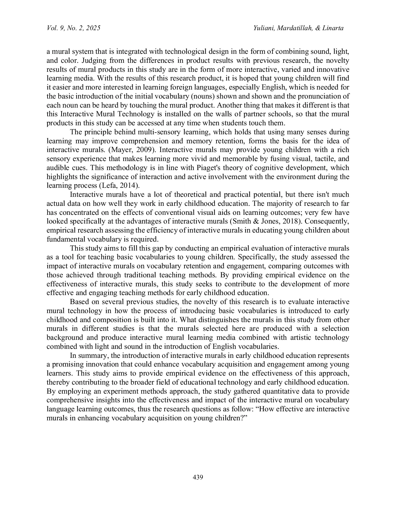 JURIS Evaluating Interactive Murals An Empirical Study on Teaching Basic Vocabulary to Young Children